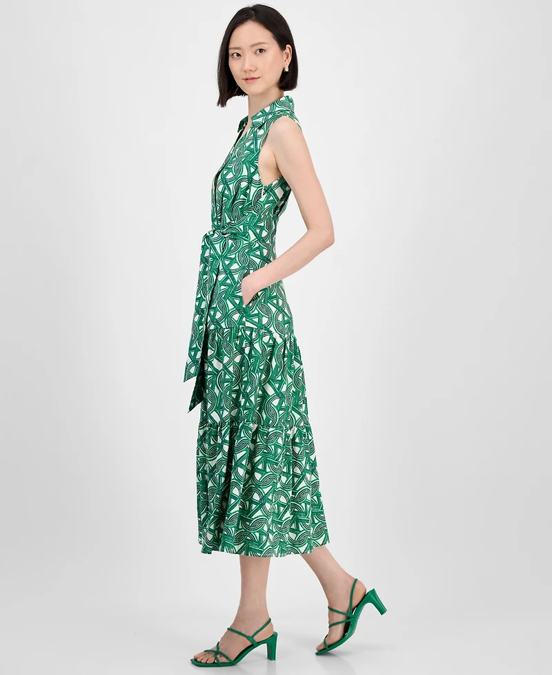 Tahari Women's Sleeveless Collared Shirtdress