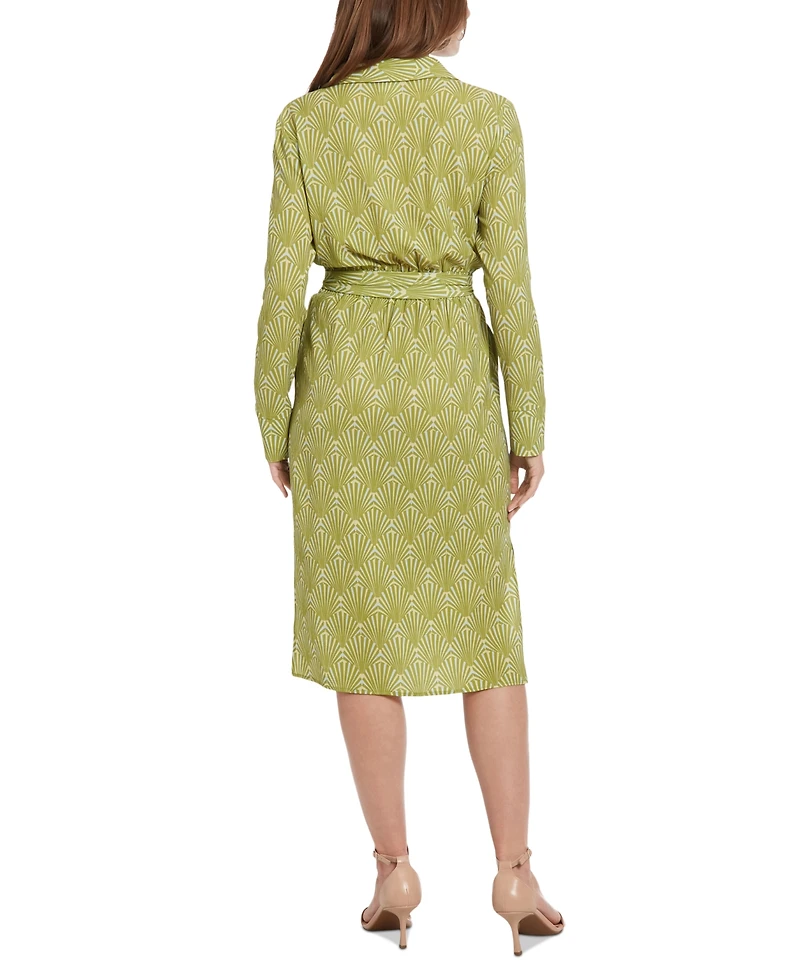 London Times Petite Printed Faux-Wrap Dress