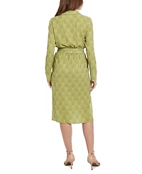 London Times Petite Printed Faux-Wrap Dress