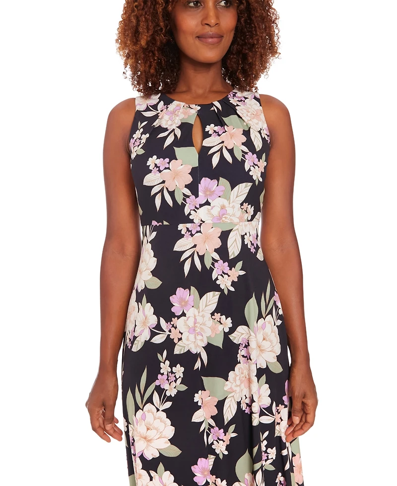 London Times Petite Floral-Print A-Line Dress