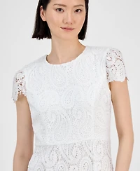 Tahari Petite Paisley Lace Cap-Sleeve Sheath Dress