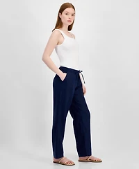 Charter Club Women's 100% Linen Drawstring Pants, Created for Macy's