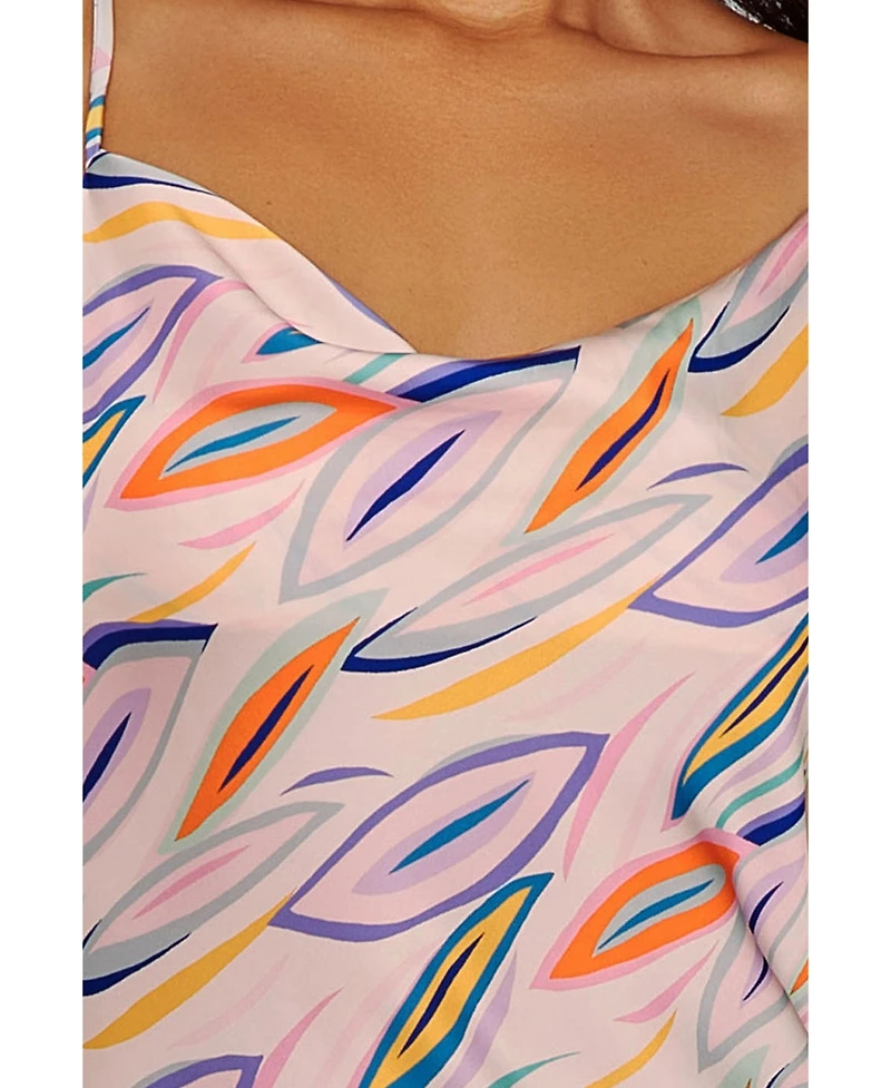 iCollection Women's Cowl Neck Satin Print Gown