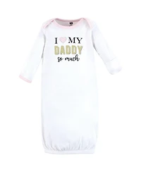 Hudson Baby Girls Layette Essentials Gown, Swaddle Wrap, and Headpiece Option
