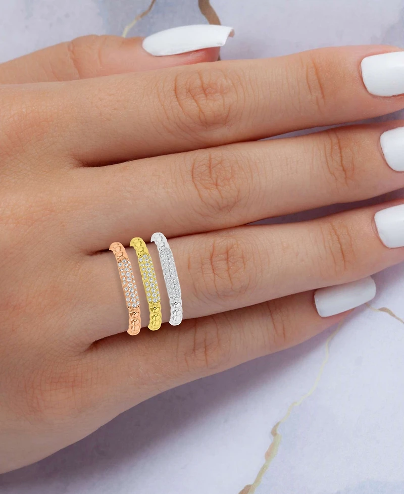 3-Pc. Set Cubic Zirconia Pave Textured Rings