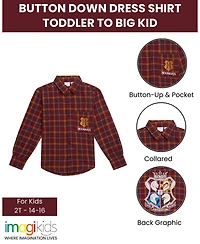 Harry Potter Boys Flannel Button Down Dress Shirt