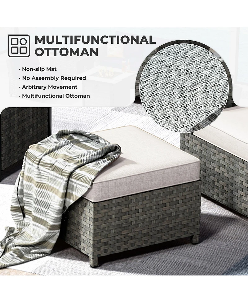 Xizzi 12 Pieces Outdoor Furniture Patio Sectional Sofa,No Assembly Required Pe Wicker Conversation Sets with Armchairs,Ottomans and Coffee Table