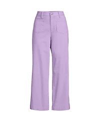 Lands' End Women's High Rise Patch Pocket Wide Leg Chino Crop Pants