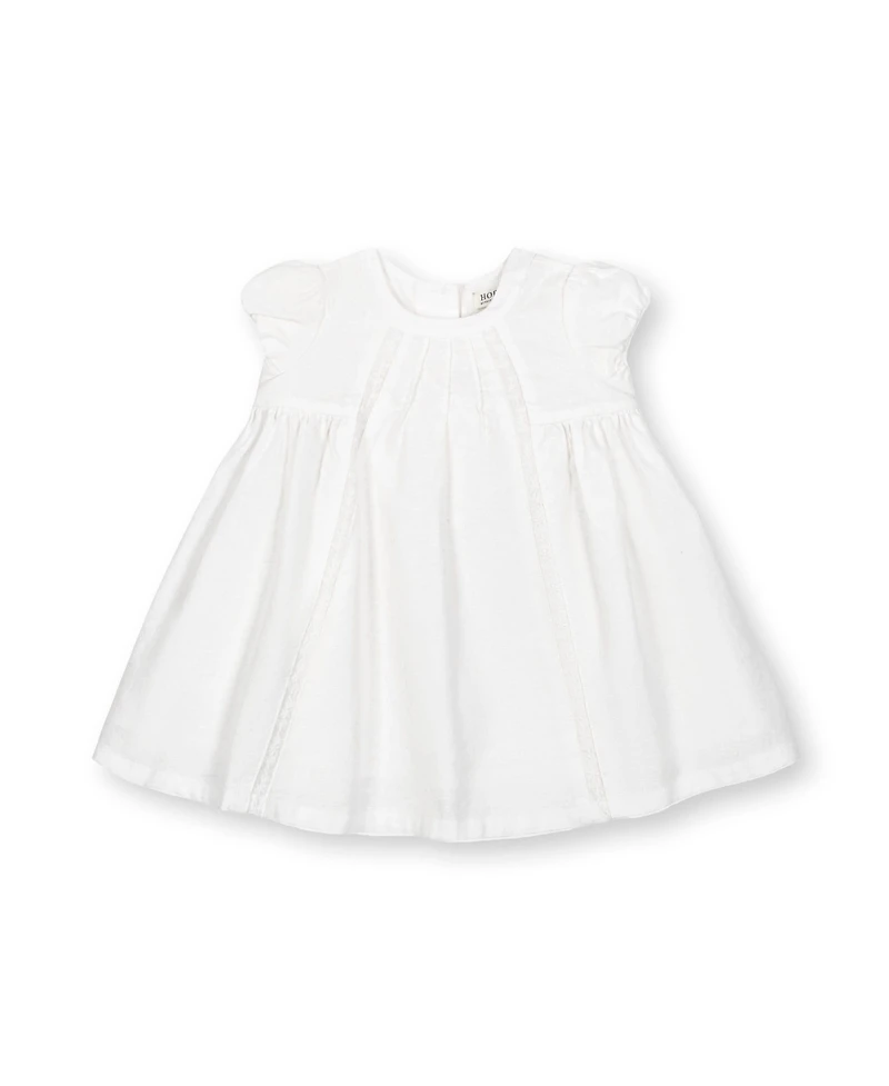 Hope & Henry Baby Short Sleeve Special Occasion Linen Pintuck Dress