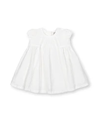 Hope & Henry Baby Short Sleeve Special Occasion Linen Pintuck Dress