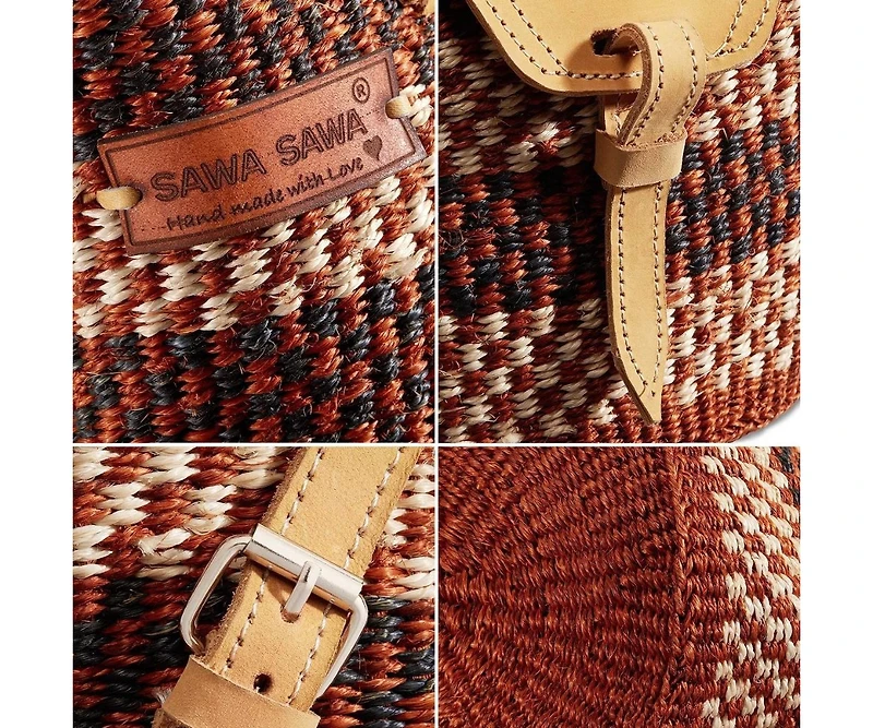 Life Damier Pattern Handwoven Sisal Straw Crossbody Shoulder Bag