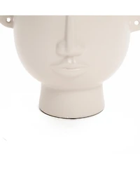 LuxenHome Classic Ivory White Ceramic Modern Head 9.6-Inch Tall Vase