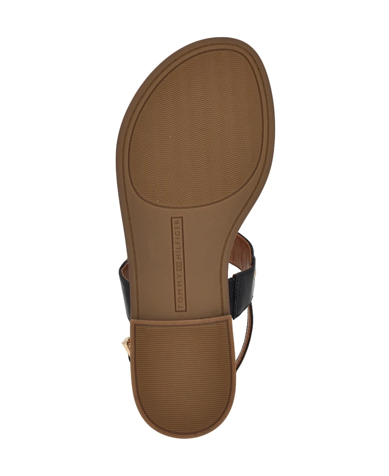 Tommy Hilfiger Women's Gabry Signature Stripe T-Strap Flat Sandals