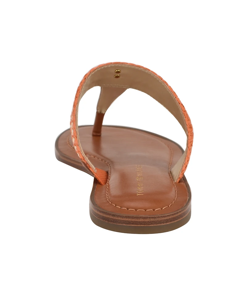 Tommy Hilfiger Women's Gojia Braided T-Strap Slip-On Flat Sandals