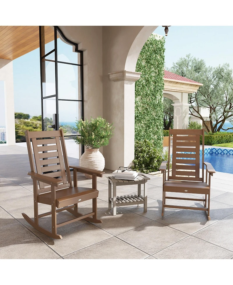 Outsunny 2 Outdoor Rocking Chairs, Hdpe High Back Patio Rockers