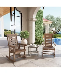 Outsunny 2 Outdoor Rocking Chairs, Hdpe High Back Patio Rockers
