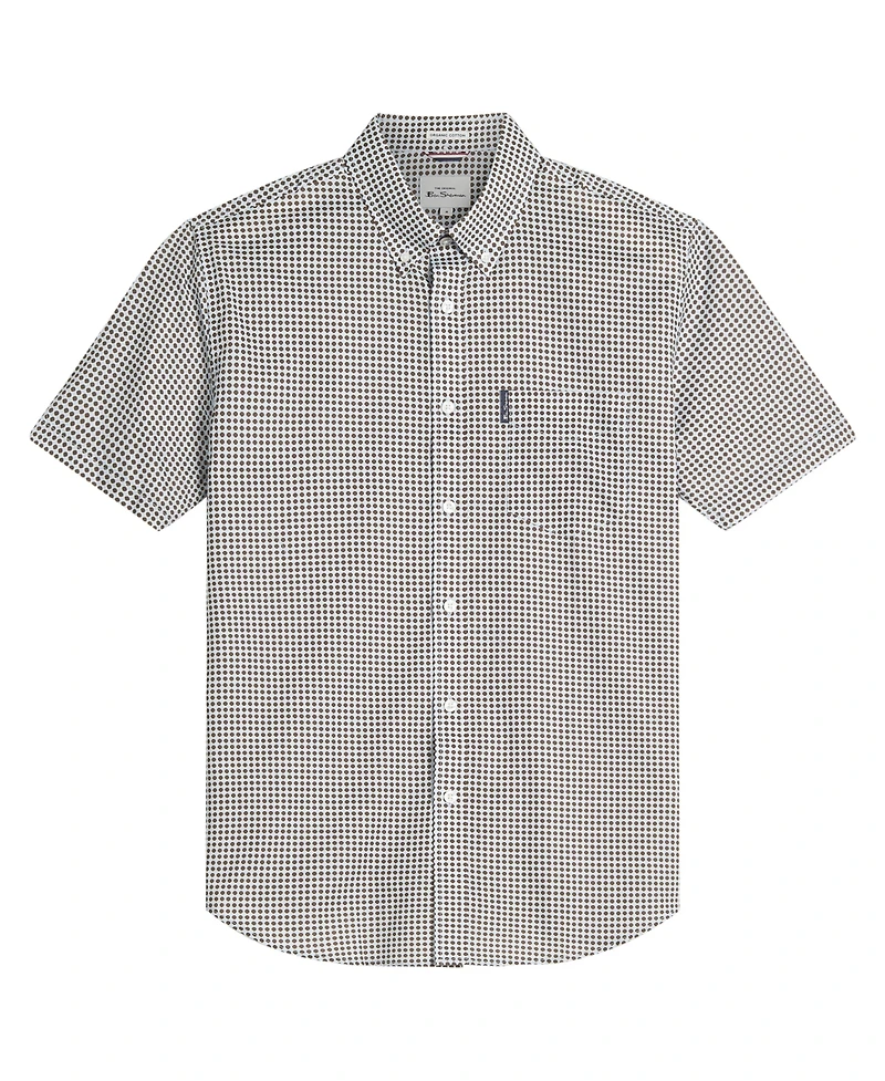 Ben Sherman Men's Geo-Print Short Sleeve Shirt