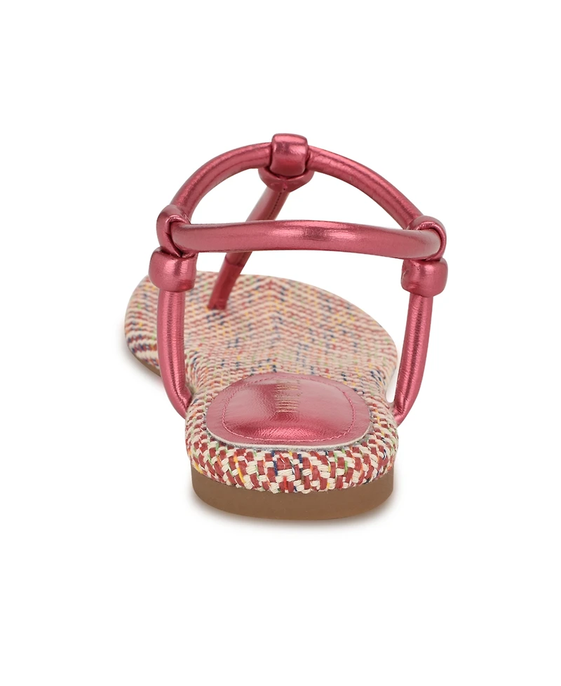 Nine West Women's Nortny Knotted T-Strap Flat sandals