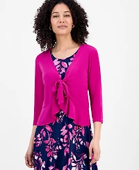 Sandra Darren Petite 2.Piece Tie-Front Bolero Jacket & Floral-Print Sleeveless Fit Flare Dress