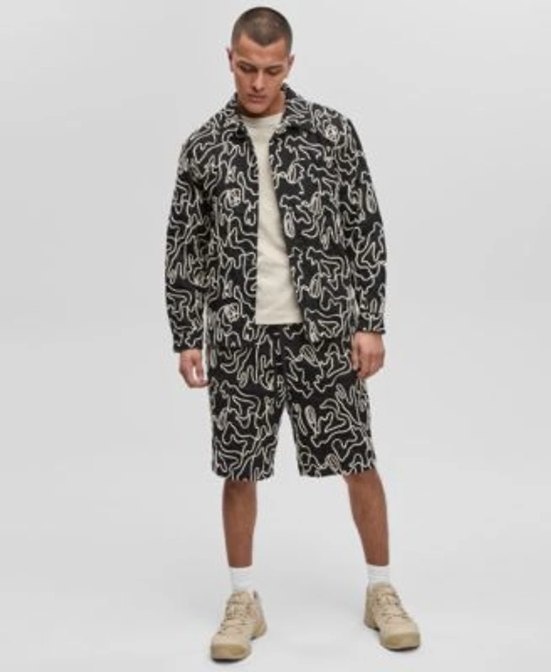 Mode Of One Mens Floral Embroidered Shacket Shorts Exclusively At Macys