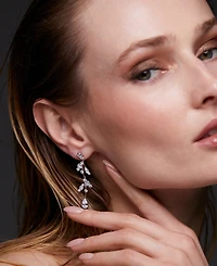 Eliot Danori Silver-Tone Cubic Zirconia Vine Linear Drop Earrings, Exclusively at Macy's