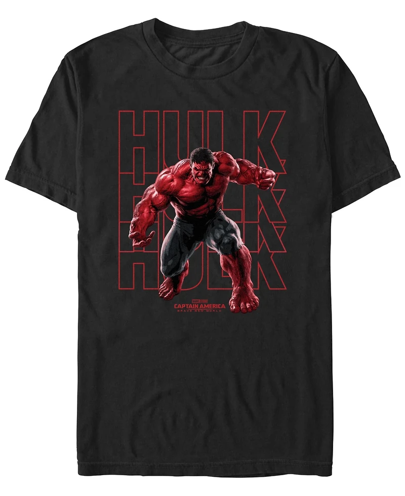 Marvel Men's Red Hulk Text Stack Short Sleeve T-Shirt