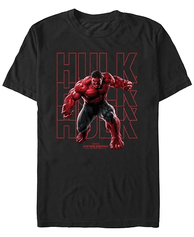 Marvel Men's Red Hulk Text Stack Short Sleeve T-Shirt