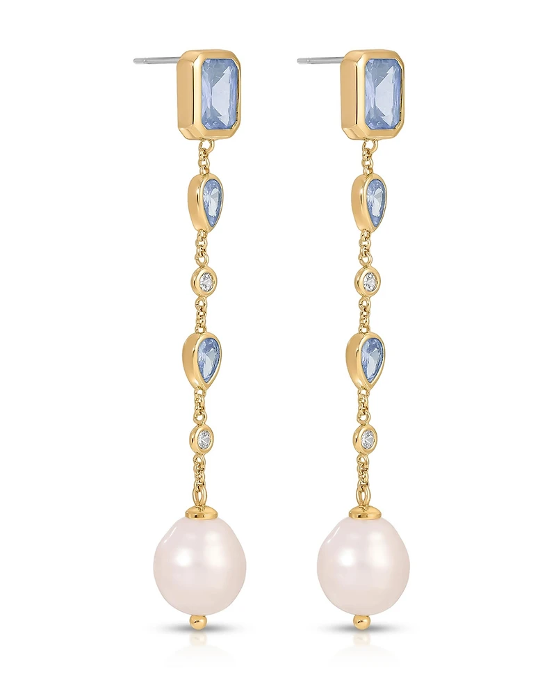 Ettika Gleaming Blue Gem Linear Earrings