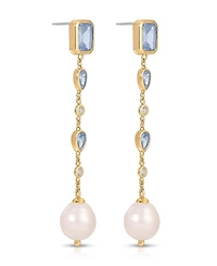 Ettika Gleaming Blue Gem Linear Earrings