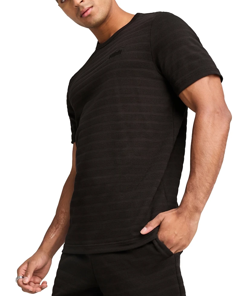 Puma Men's Ess Elevated Regular-Fit Textured Stripe T-Shirt
