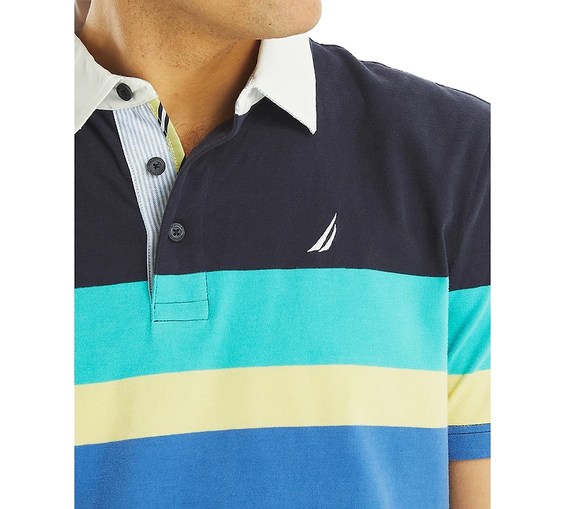 Nautica Men's Relaxed Fit Short Sleeve Striped Polo Shirt
