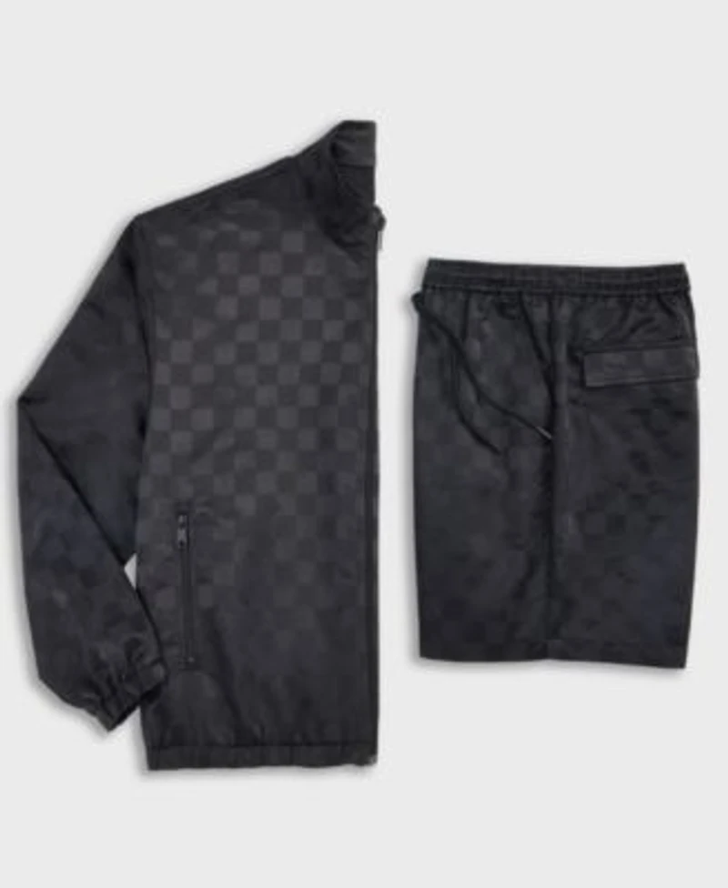 Mode Of One Mens Check Jacquard Relaxed Fit Track Jacket Check Jacquard Regular Fit 6 1 2 Track Shorts Macys Exclusive