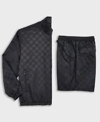 Mode Of One Mens Check Jacquard Relaxed Fit Track Jacket Check Jacquard Regular Fit 6 1 2 Track Shorts Macys Exclusive