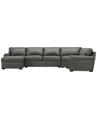 Radley Roll Arm 152" 4-Pc. Leather Wedge Corner Chaise Sectional, Exclusively at Macy's