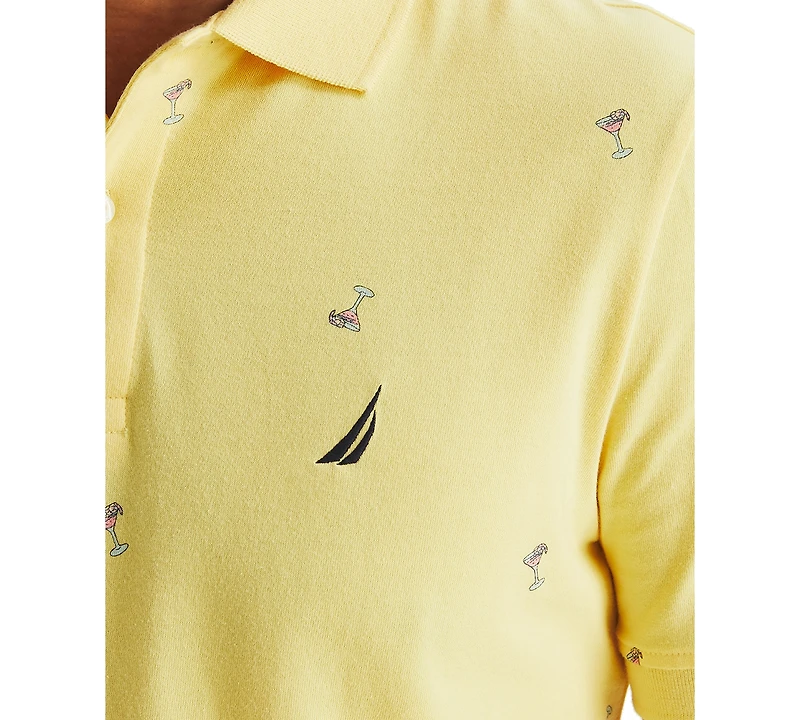 Nautica Men's Short Sleeve Cocktail Print Polo Shirt