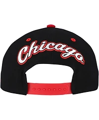 Mitchell & Ness Men's Black/Red Chicago Blackhawks Backside Script Two-Tone Pro Crown Adjustable Hat