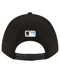 New Era Men's Black Miami Marlins Player Replica 9FORTY Adjustable Hat