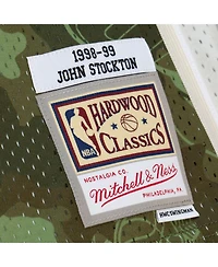 Mitchell & Ness Men's John Stockton Camo Utah Jazz Hardwood Classics 1998/99 Ghost Green Swingman Jersey