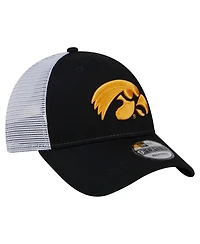 New Era Men's Black Iowa Hawkeyes Trucker 9FORTY Adjustable Hat