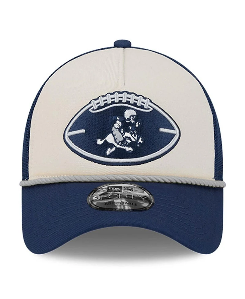 New Era Big Boys and Girls Stone/Navy Dallas Cowboys 2024 Sideline Historic 9FORTY A-Frame Trucker Adjustable Hat