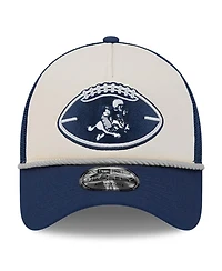 New Era Big Boys and Girls Stone/Navy Dallas Cowboys 2024 Sideline Historic 9FORTY A-Frame Trucker Adjustable Hat