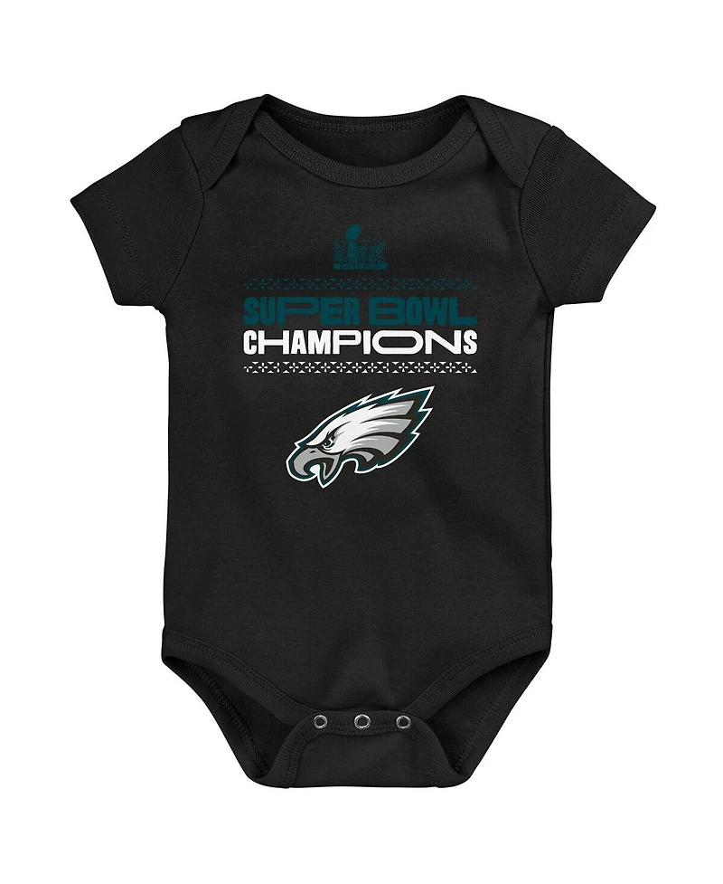 Outerstuff Baby Boys and Girls Black Philadelphia Eagles Super Bowl Lix Champions Stack Bodysuit