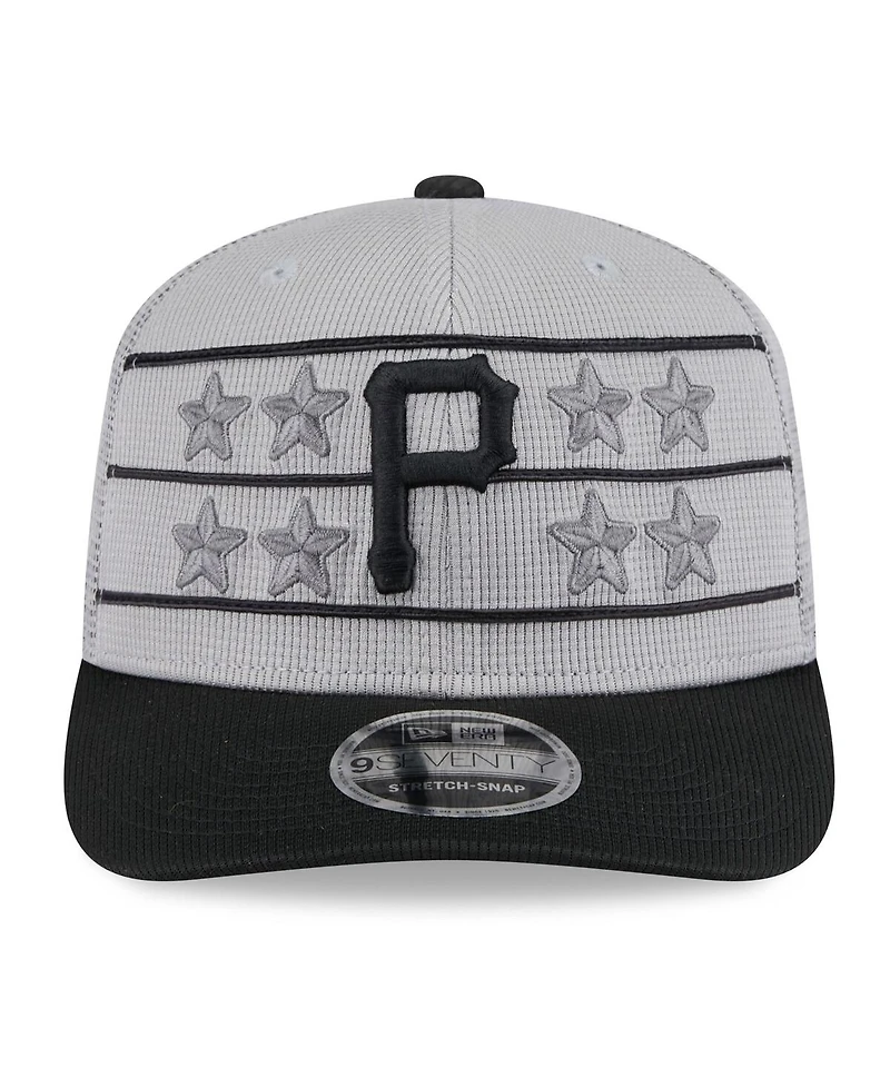 New Era Men's Gray/Black Pittsburgh Pirates 2025 Batting Practice 9SEVENTY Stretch-Snap Trucker Hat