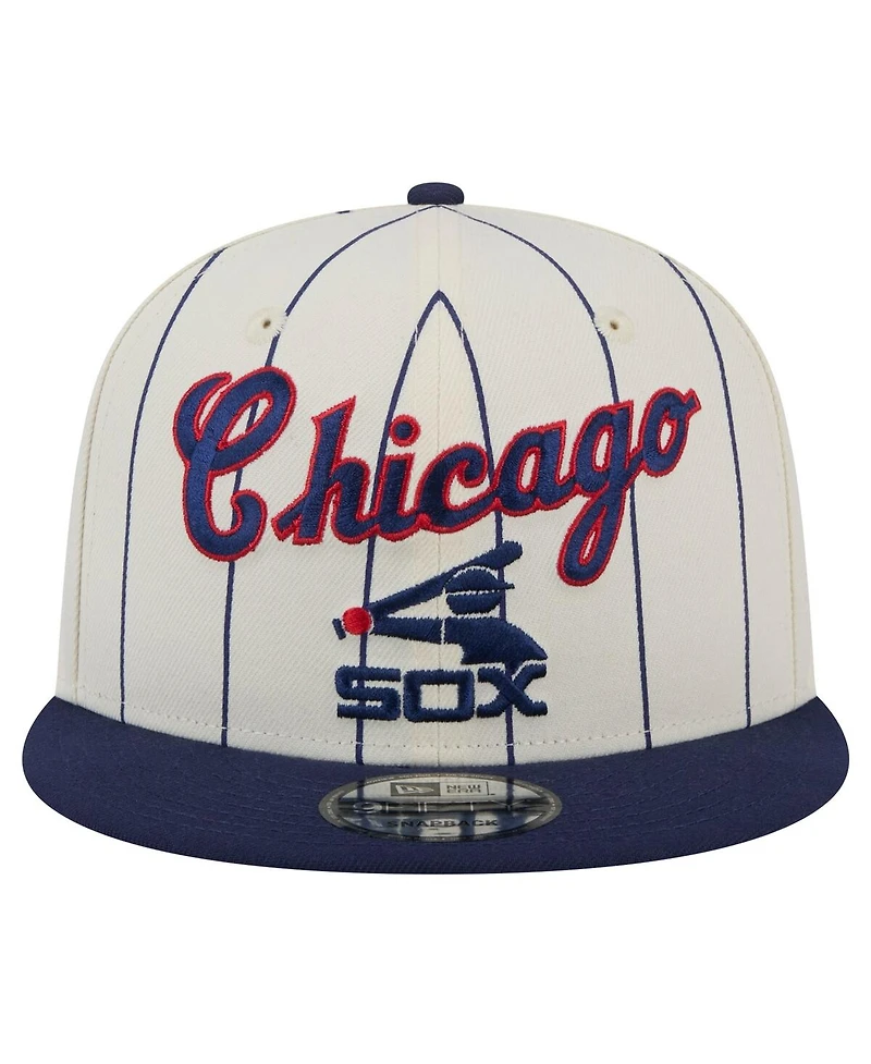 New Era Men's Cream Chicago White Sox Jersey Pinstripe 9FIFTY Snapback Hat