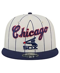 New Era Men's Cream Chicago White Sox Jersey Pinstripe 9FIFTY Snapback Hat