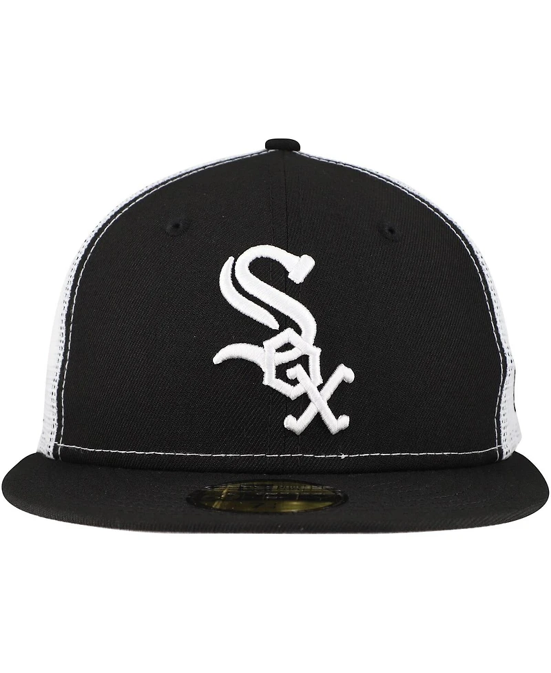 New Era Men's Black Chicago White Sox Team Color 59FIFTY Trucker Fitted Hat