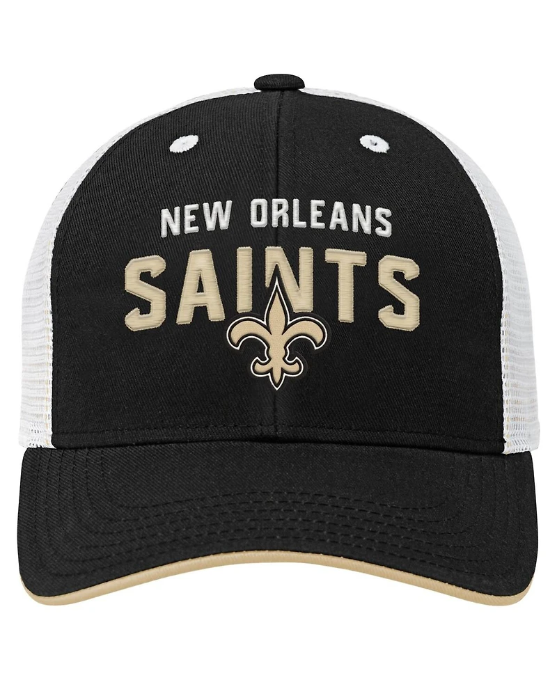 Outerstuff Big Boys and Girls Black New Orleans Saints Core Lockup Trucker Adjustable Hat
