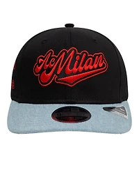 New Era Men's Black/Denim Ac Milan 9FIFTY Stretch-snap Adjustable Hat