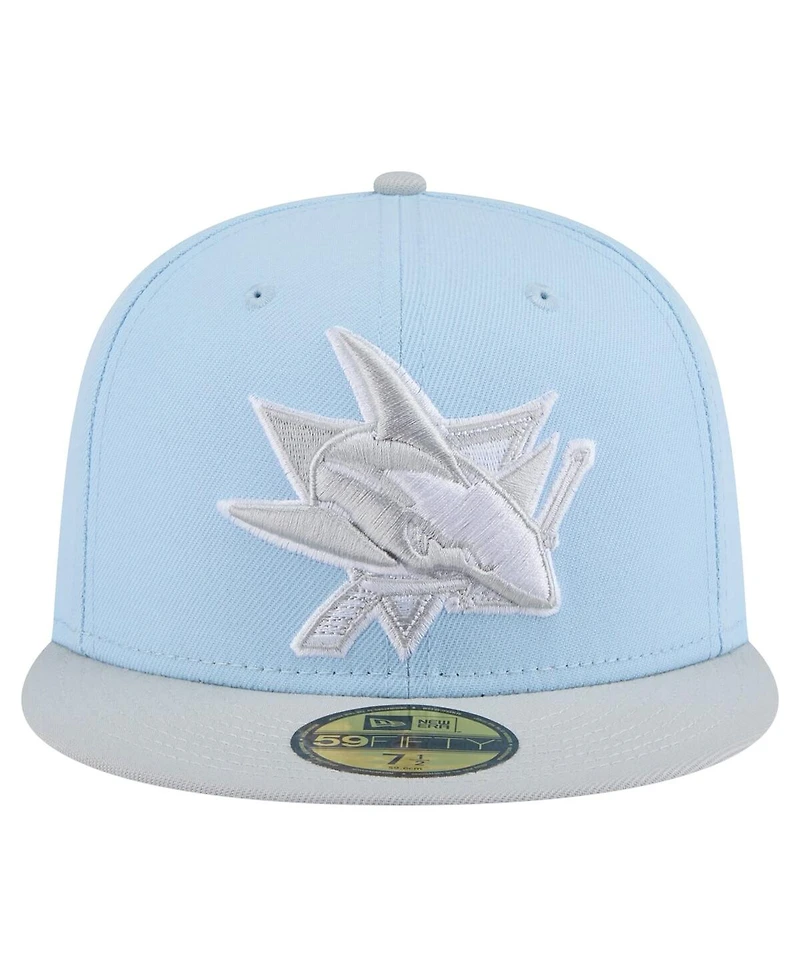New Era Men's Light Blue/Gray San Jose Sharks Color Pack Two-Tone 59FIFTY Fitted Hat