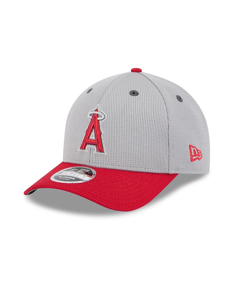 New Era Men's Gray/Red Los Angeles Angels 2025 Batting Practice 9FORTY M-Crown Adjustable Hat